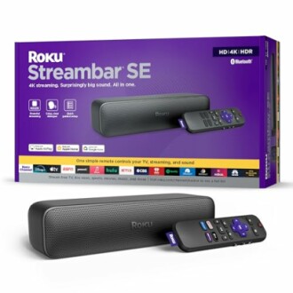 Roku Streambar SE with remote and packaging.